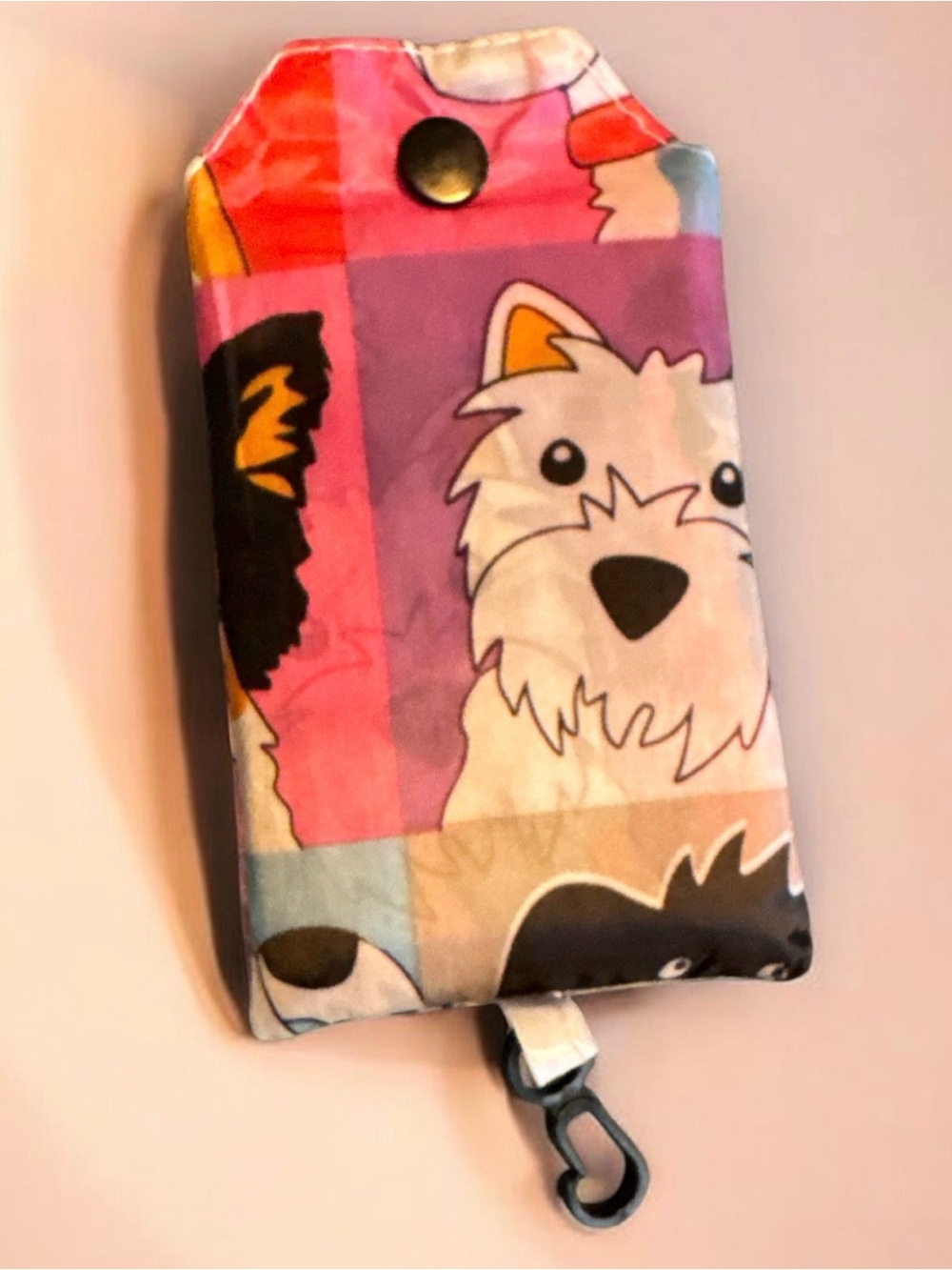 Cute Cartoon Dog Key Pouch in Pink, Purple and Cream